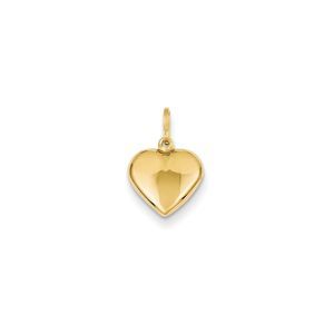 14k Yellow Gold Puffed Heart (10mm) Necklace - 16 Inch